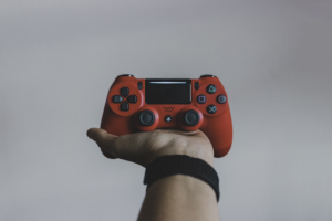 red Sony PS dualshock 4 controller