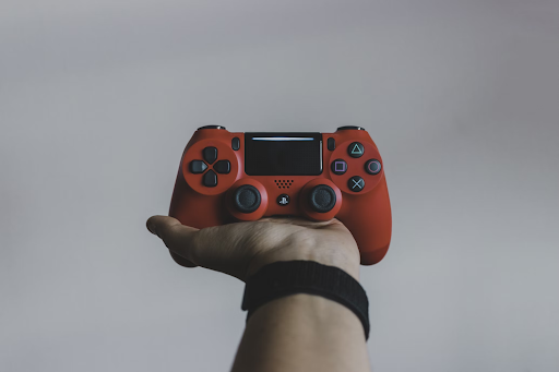 red Sony PS dualshock 4 controller