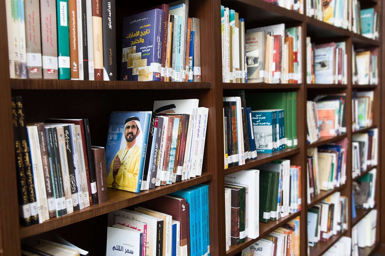 bookshelf of arabic books